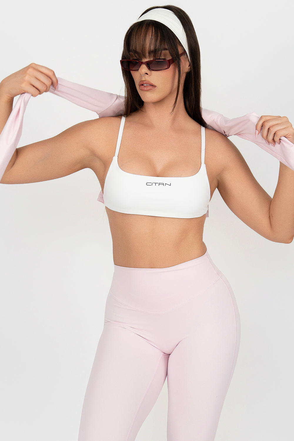 CROPPED BODY ZIP JACKET - POWDER PINK